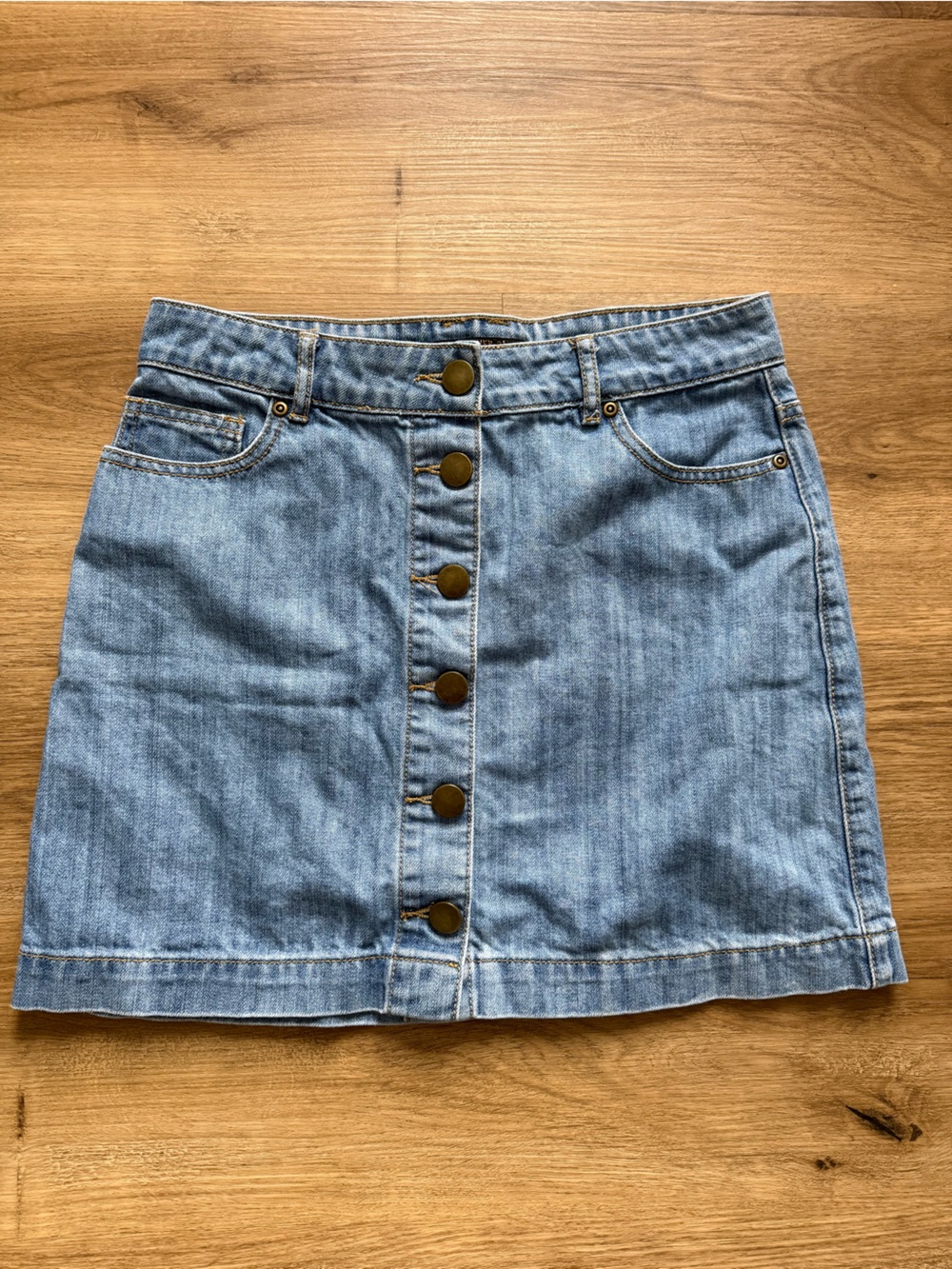 Forever 21 Contemporary Womens M Denim Button Front Skirt Classic Fall Preppy